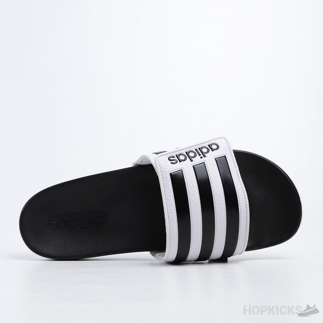 black and white adilette slides